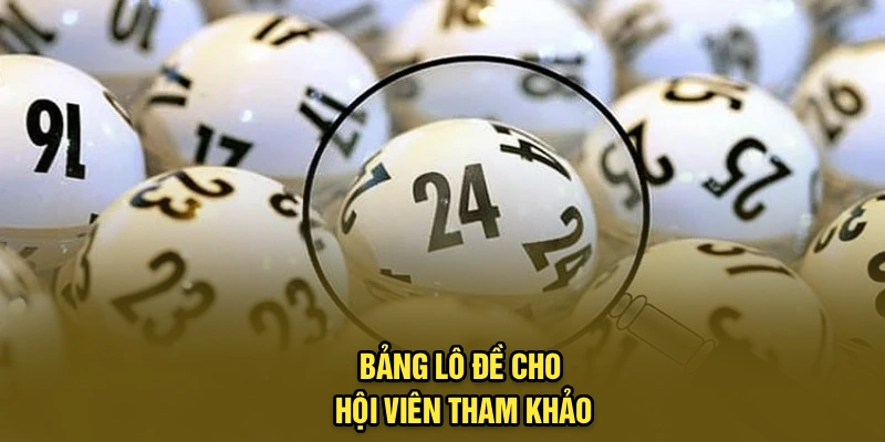 Bảng lô đề cho hội viên tham khảo