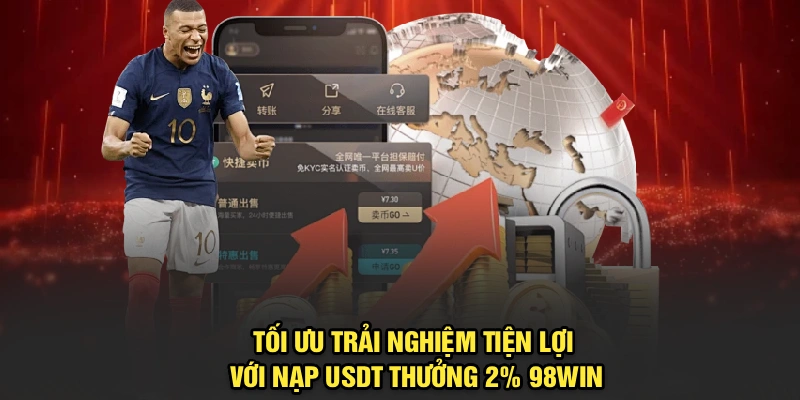 Tối ưu trải nghiệm tiện lợi với nạp USDT thưởng 2% 98Win